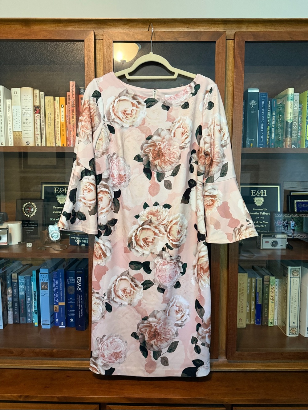 Calvin Klein Floral Pink Bell-Sleeve Shift Dress